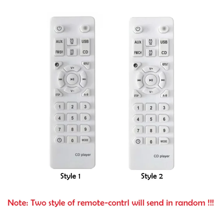 Two styles of CD player remote controls