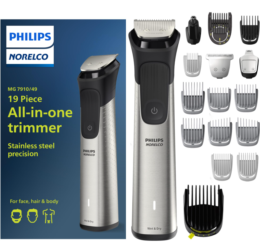 Philips Norelco all-in-one trimmer, 19 attachments included.