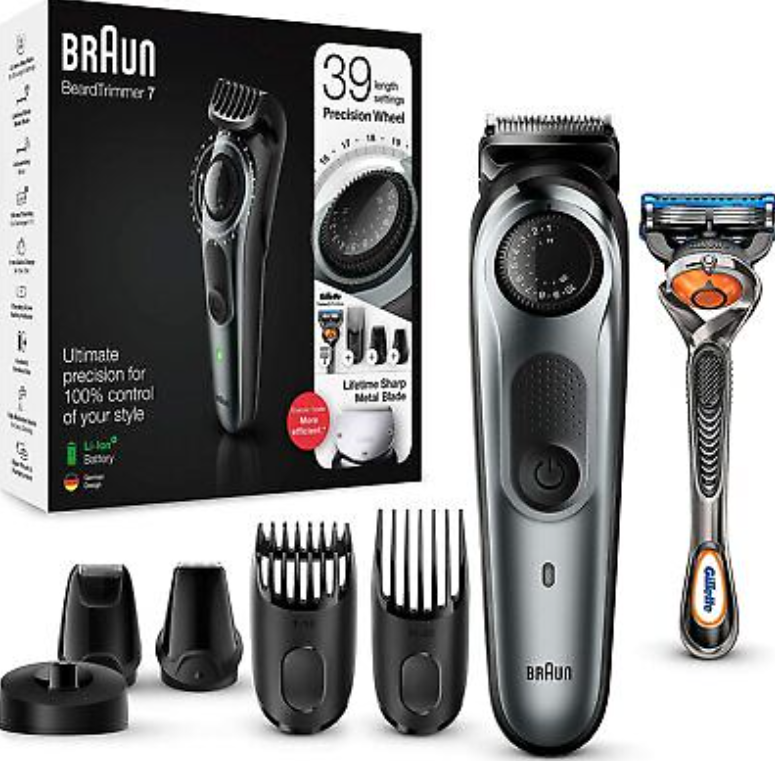 Braun Beard Trimmer set with accessories.