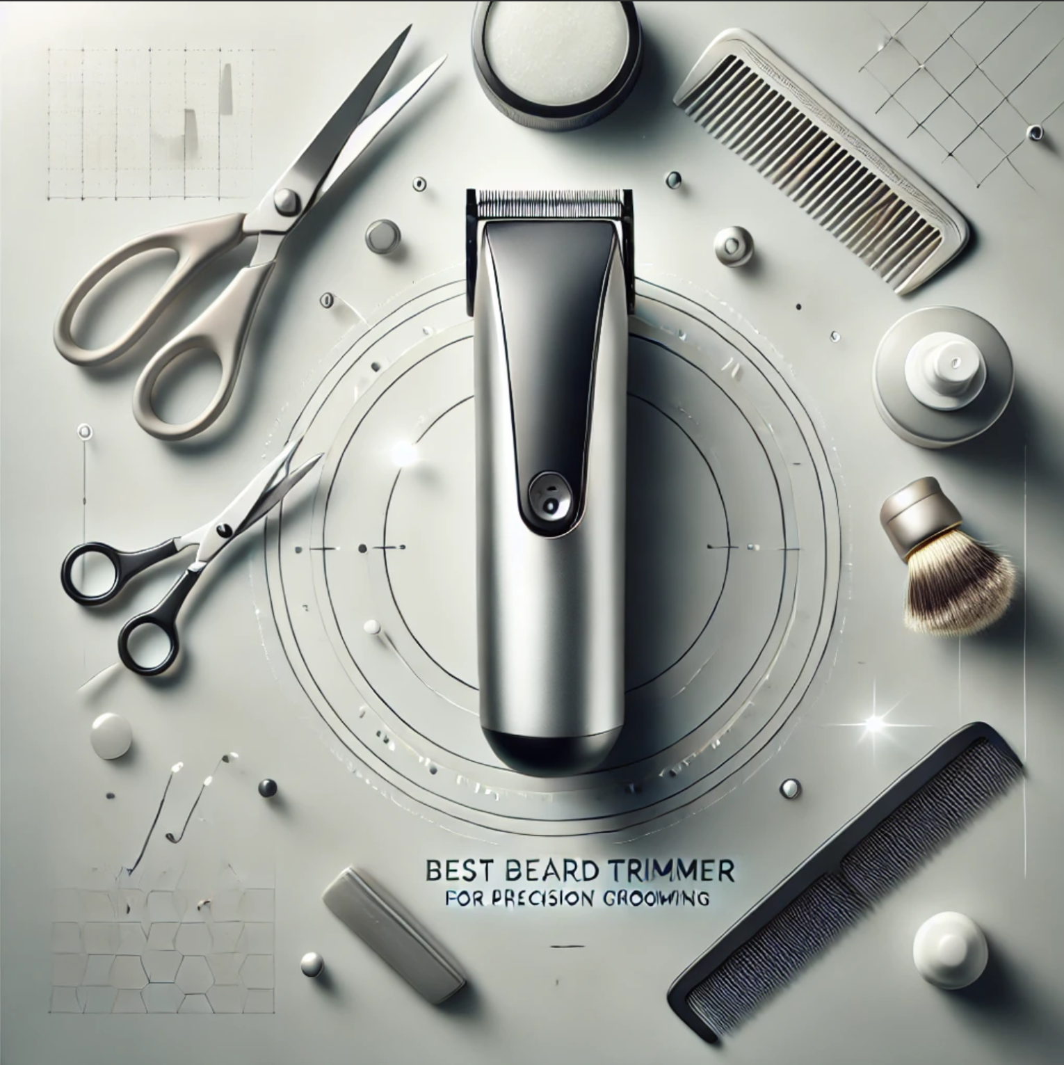 Beard trimmer and grooming tools on table