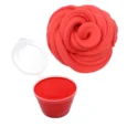 Red modeling clay in container with lid open.